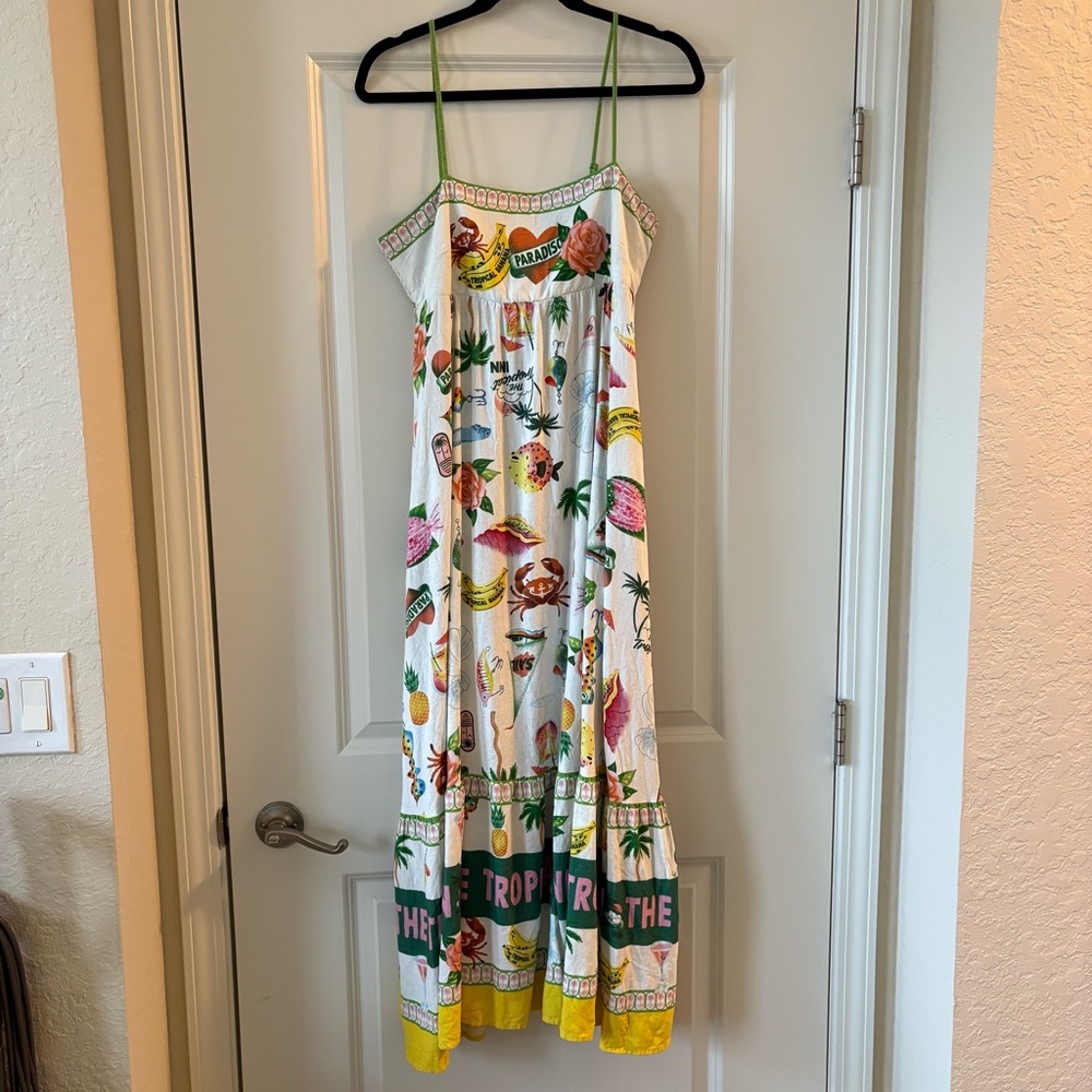 Colorful Tropical Print Maxi Dress